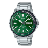 Casio Men's Watch Analog Green Dial With Silver Stainless Steel Band, MTD-125D-3AVDF